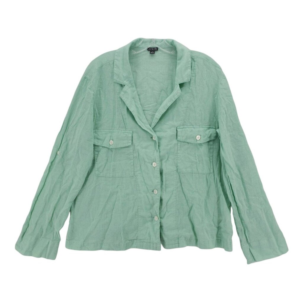 J. CREW Camp collar shirt in featherweight linen blend Spearmint Green Size 12